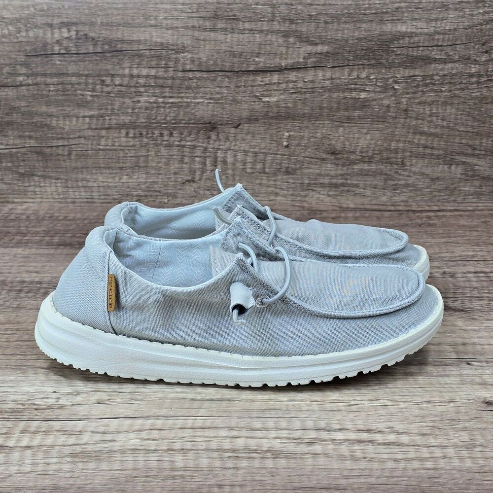 Hey Dude Wendy Chambray Women's Size 6 Light Grey Casual Shoes